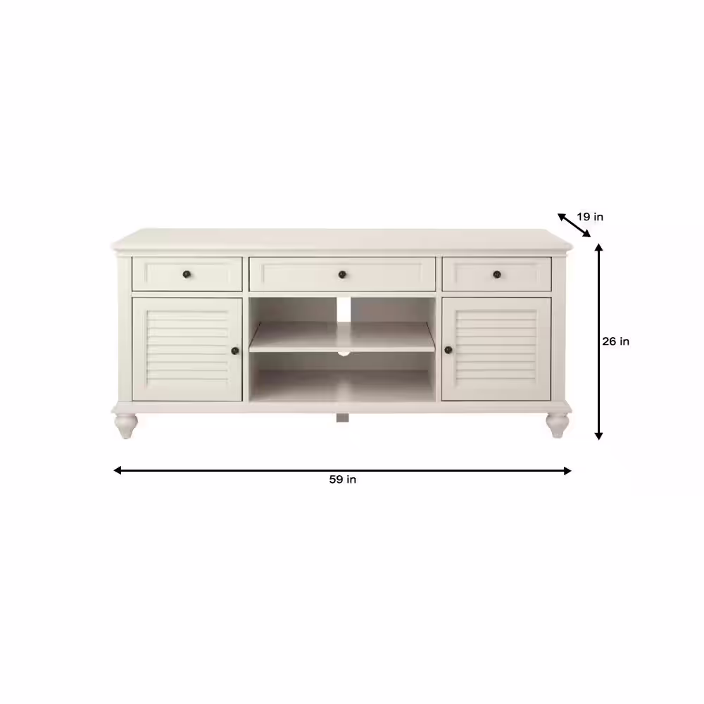 Home Decorators Collection Hamilton 59 in. Off-White 3-Drawer TV Stand