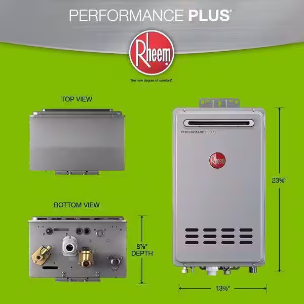Rheem Performance Plus 8.4 GPM Natural Gas Tankless Water Heater Bundle