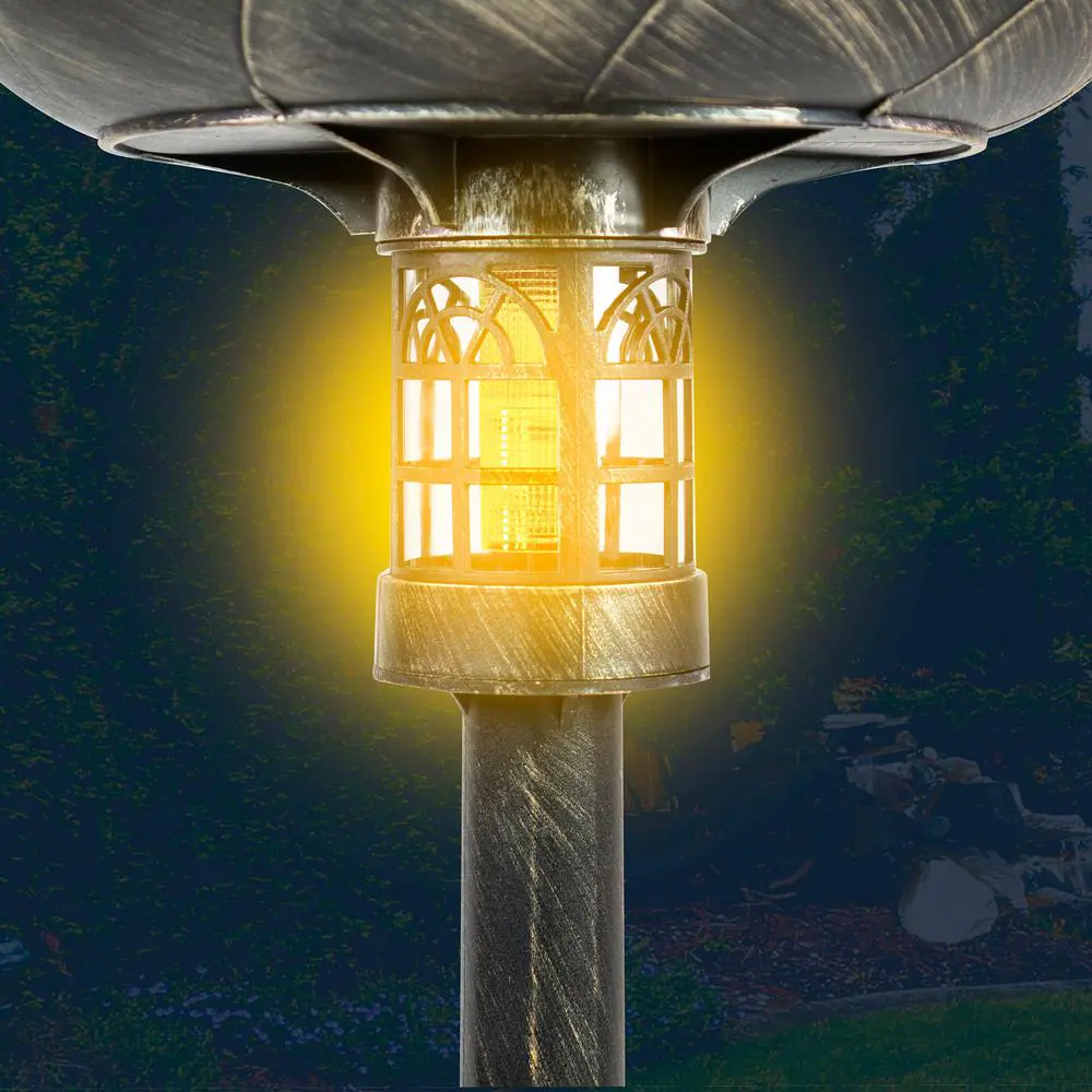 SunRay Beacon Point Solar Lighted Bird Bath in Brushed Bronze