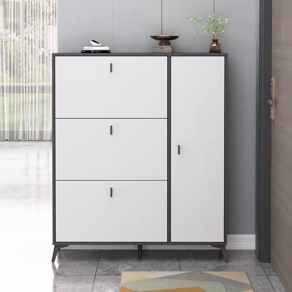 None 47.2 in. H x 47.2 in. W Gray Wood Shoe Storage Cabinet