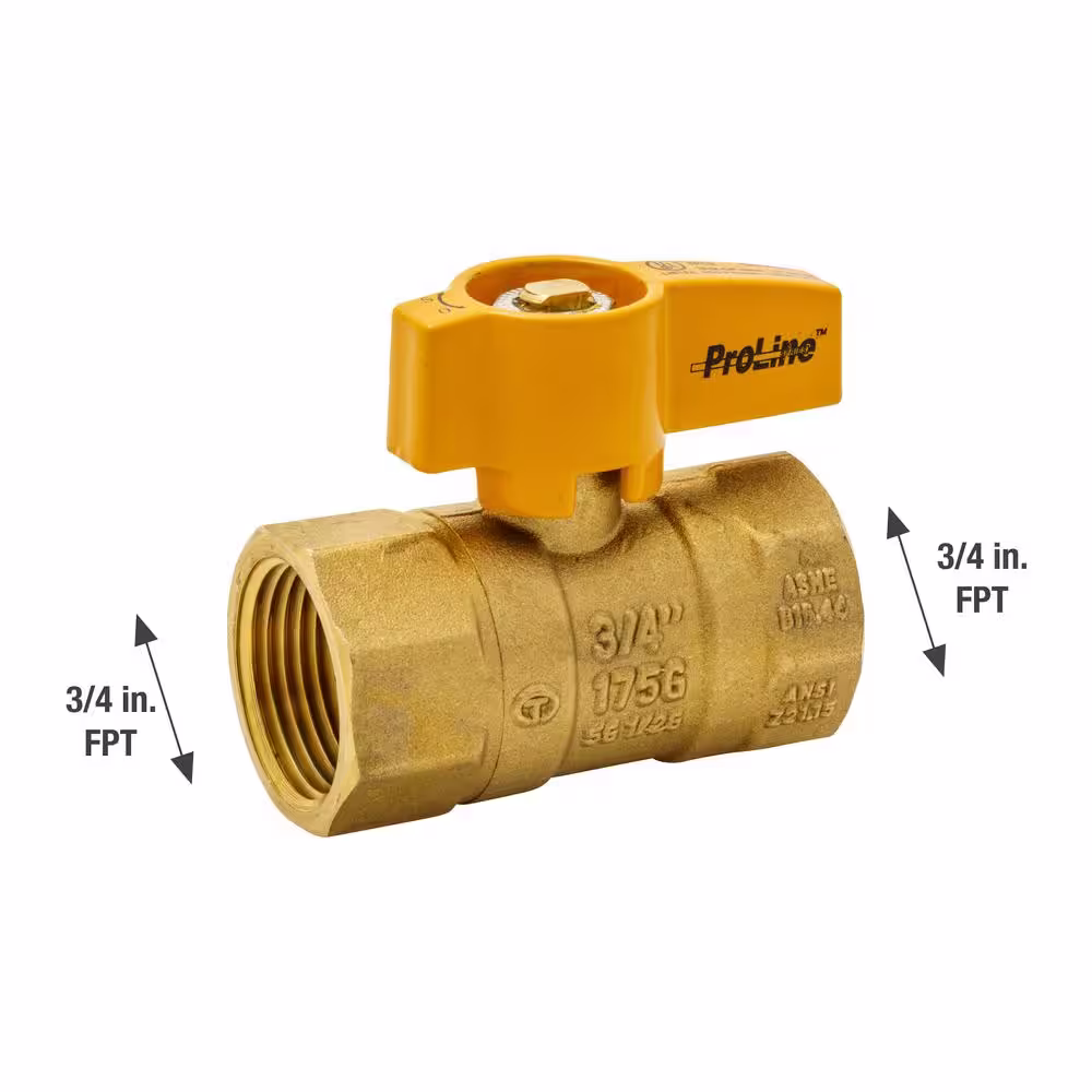 None 3/4 in. Brass FPT 2-Piece Gas Valve
