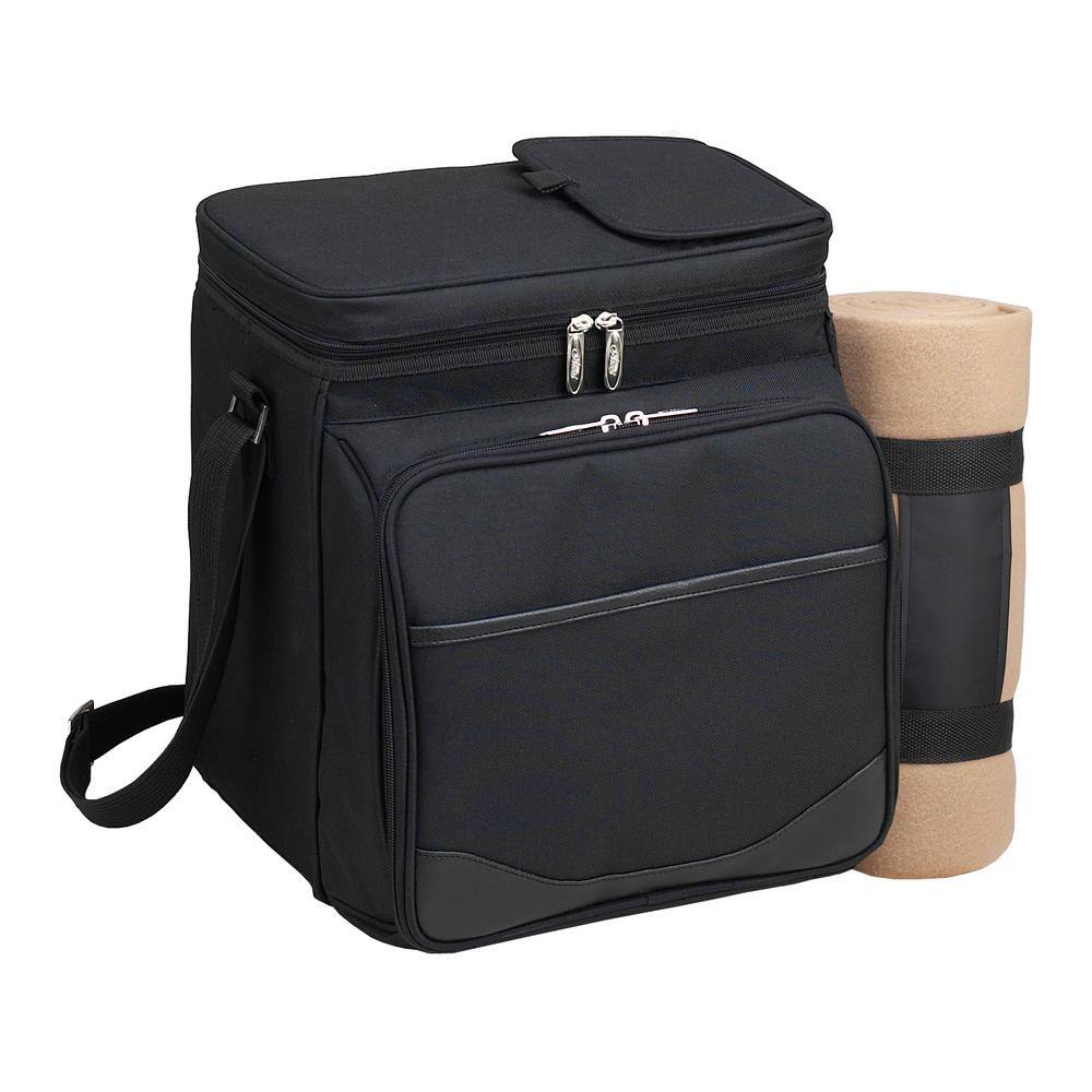 None Picnic Basket and Cooler Equipped for 2 with Blanket in Black and London