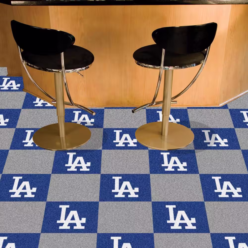 FANMATS Los Angeles Dodgers Blue Residential 18 in. x 18 in. Peel and Stick Carpet Tile (20 Tiles/Case) 45 sq. ft.