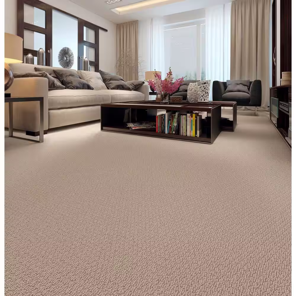Home Decorators Collection Hickory Lane - Rattan - Beige 32.7 oz. SD Polyester Loop Installed Carpet