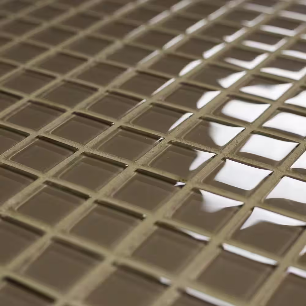 ABOLOS Modern Design Styles Olive Brown Square Mosaic 1 in. x 1 in. Glass Wall Floor Tile (11 sq. ft./Case)