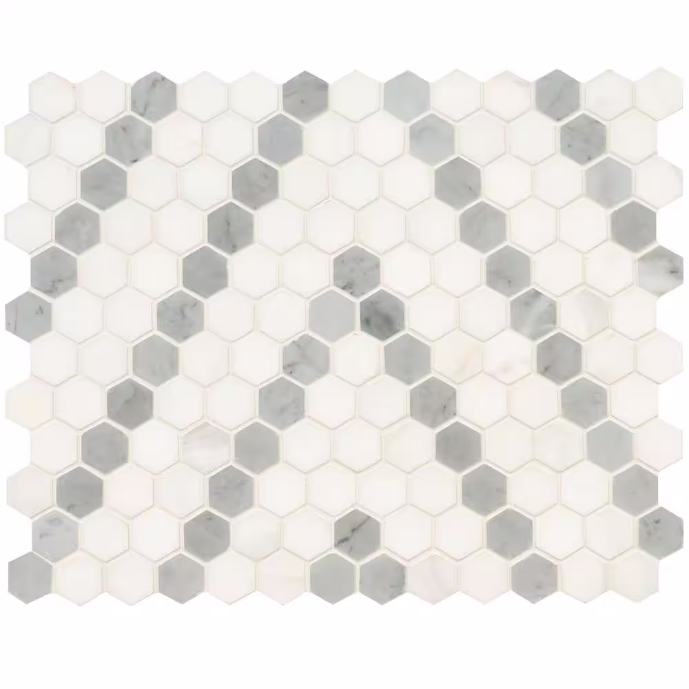 MSI Bianco Dolomite 11 in. x 14 in. Polished Marble Mesh-Mounted Mosaic Tile (10.4 sq. ft./Case)