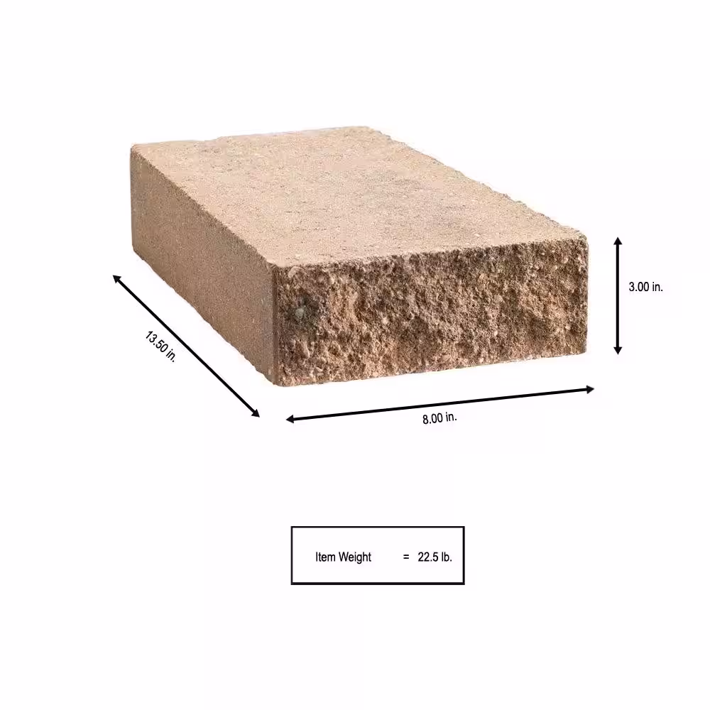None ShortCut 3 in. x 8 in. x 13.5 in. Brown/Buff Concrete Retaining Wall Cap (84- Piece Pallet)
