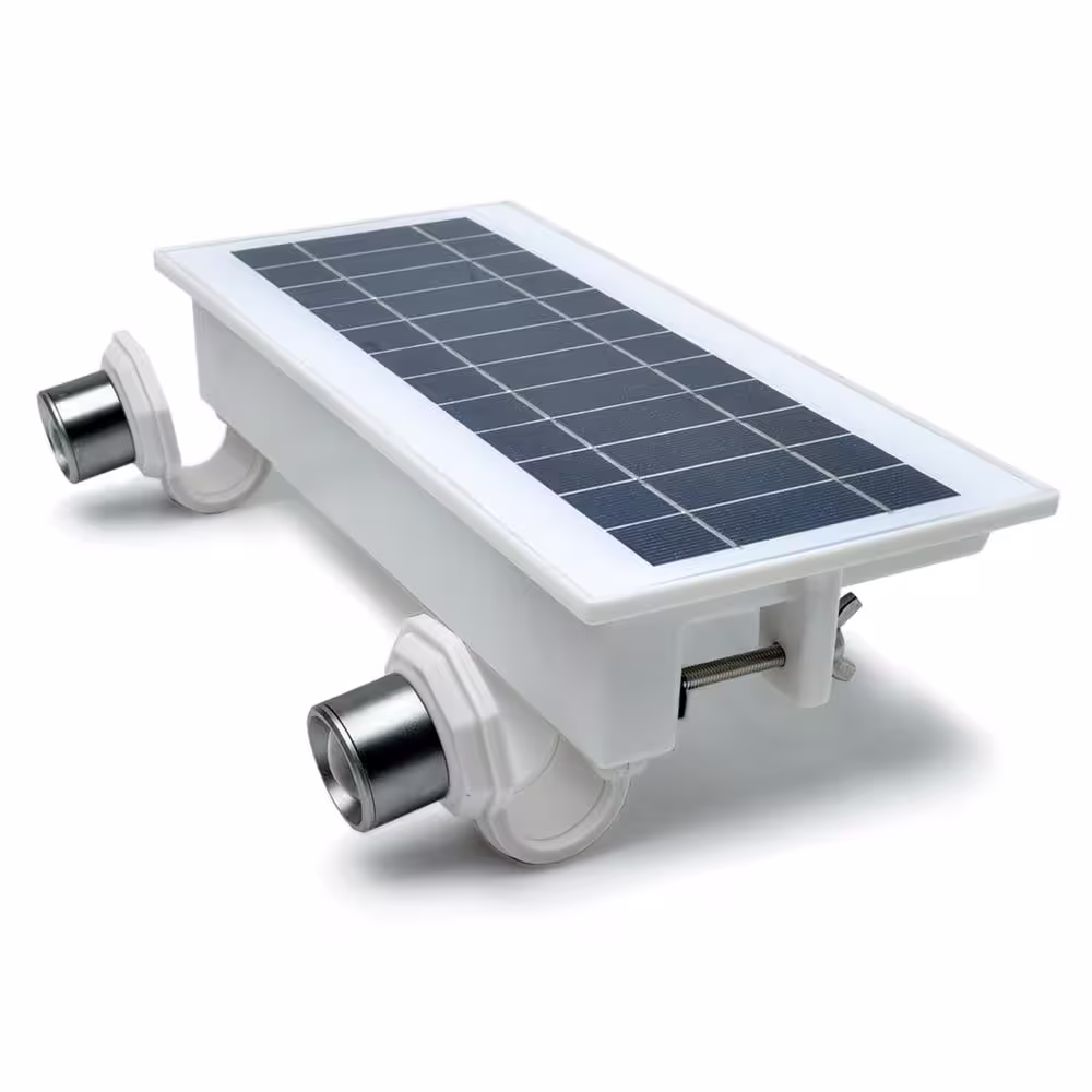 None 600 (50W) Lumens White Solar Powered Outdoor LED Area Spotlight Flood Light with Daylight Sensor and 2 Adjustable Heads