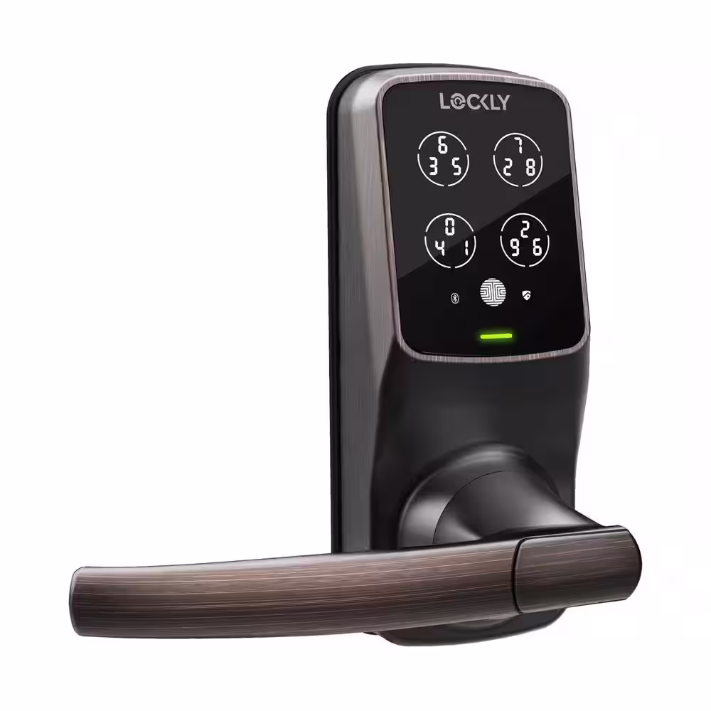 Lockly Secure Pro Venetian Bronze Smart WiFi Latch Lock with 3D Fingerprint, Mobile App, Keypad, works with Hey Google/Alexa