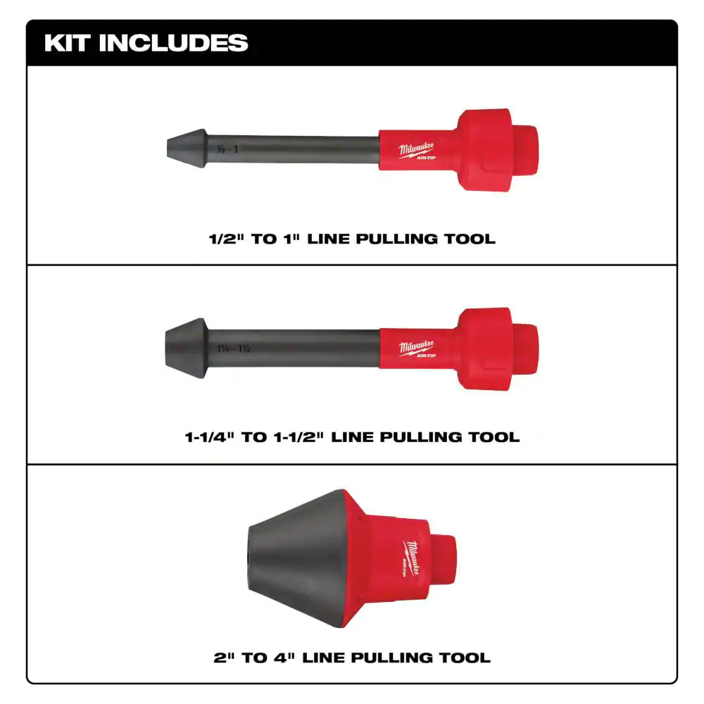 Milwaukee AIR-TIP 1-1/4 in. - 2-1/2 in. Conduit Line Puller Attachment For Wet/Dry Shop Vacuums (3-Piece)