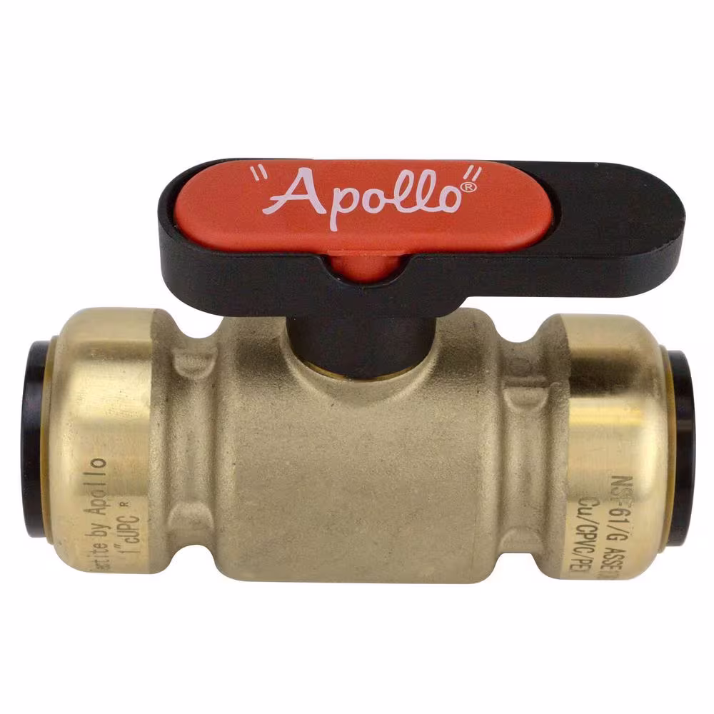 Tectite 1 in. Brass Push-To-Connect Compact Ball Valve with Lockable Handle