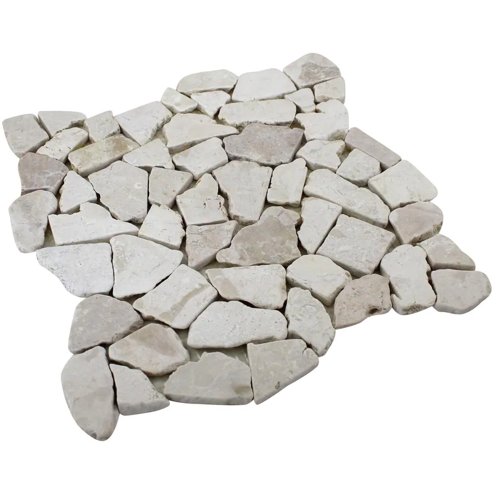 Rain Forest 12 in. x 12 in. White Stone Mosaic Pebble Floor and Wall Tile (5.0 sq. ft. / case)