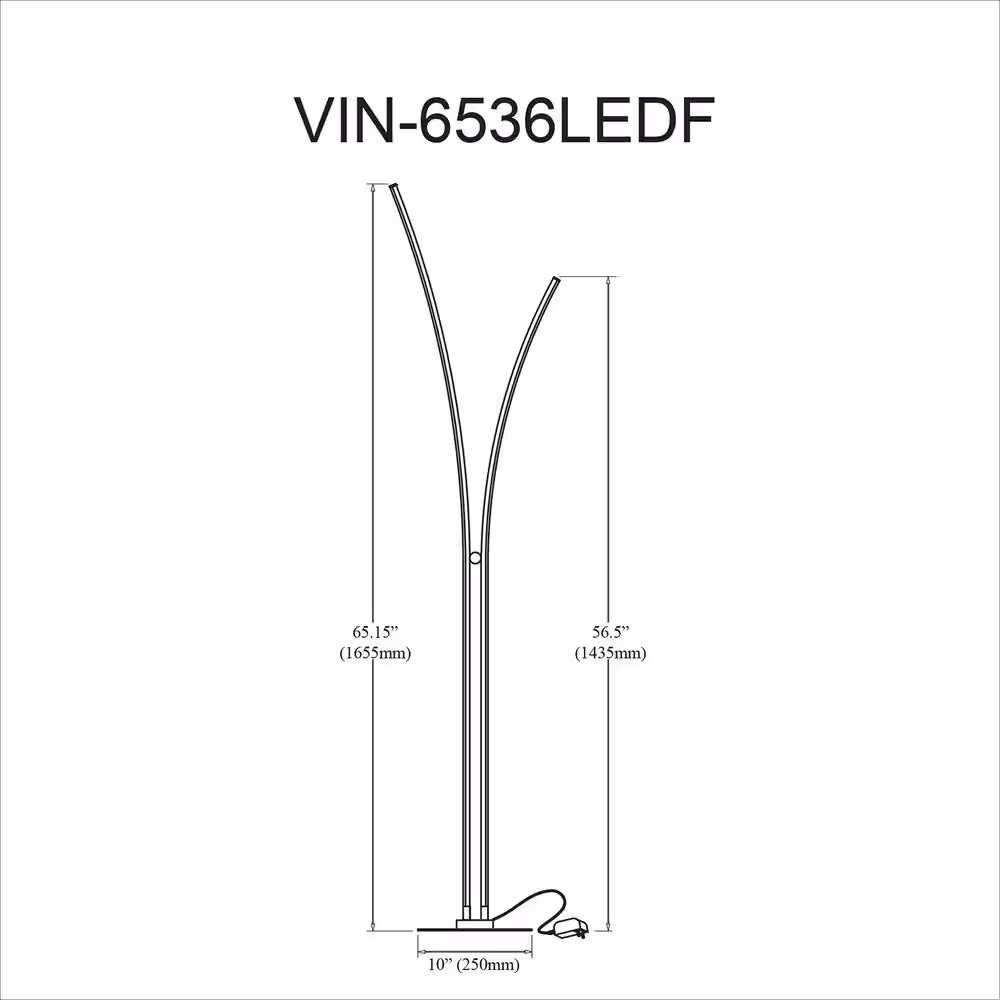 Dainolite Vincent 65.25 in. Silver Indoor Modern Floor Lamp with Dimmer Included