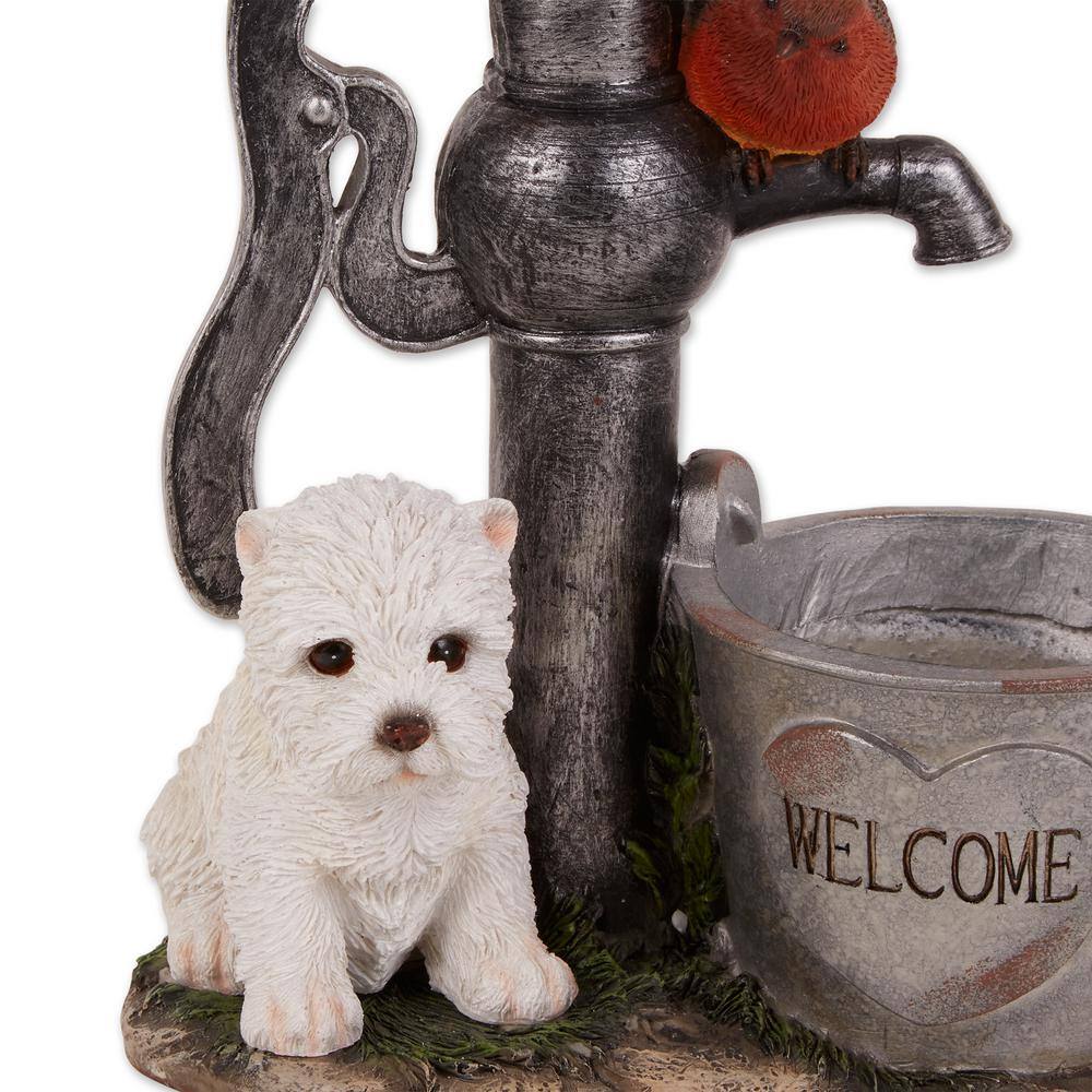 Zingz & Thingz 8.5 in. x 4.5 in. x 12.25 in. Little Pup and Water Pump Solar Light