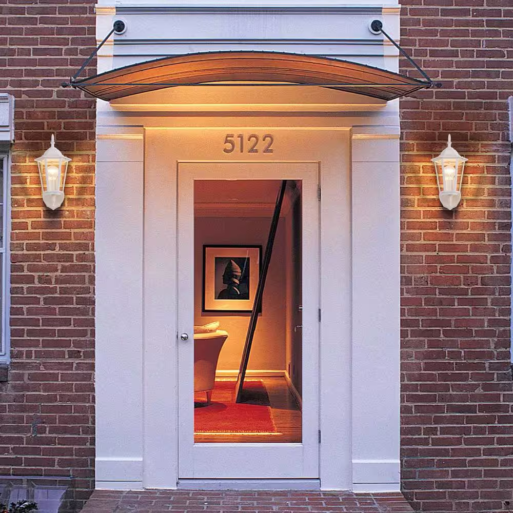 C Cattleya 1-Light White Die-Cast Aluminum Outdoor Wall Lantern Sconce (2-Pack)