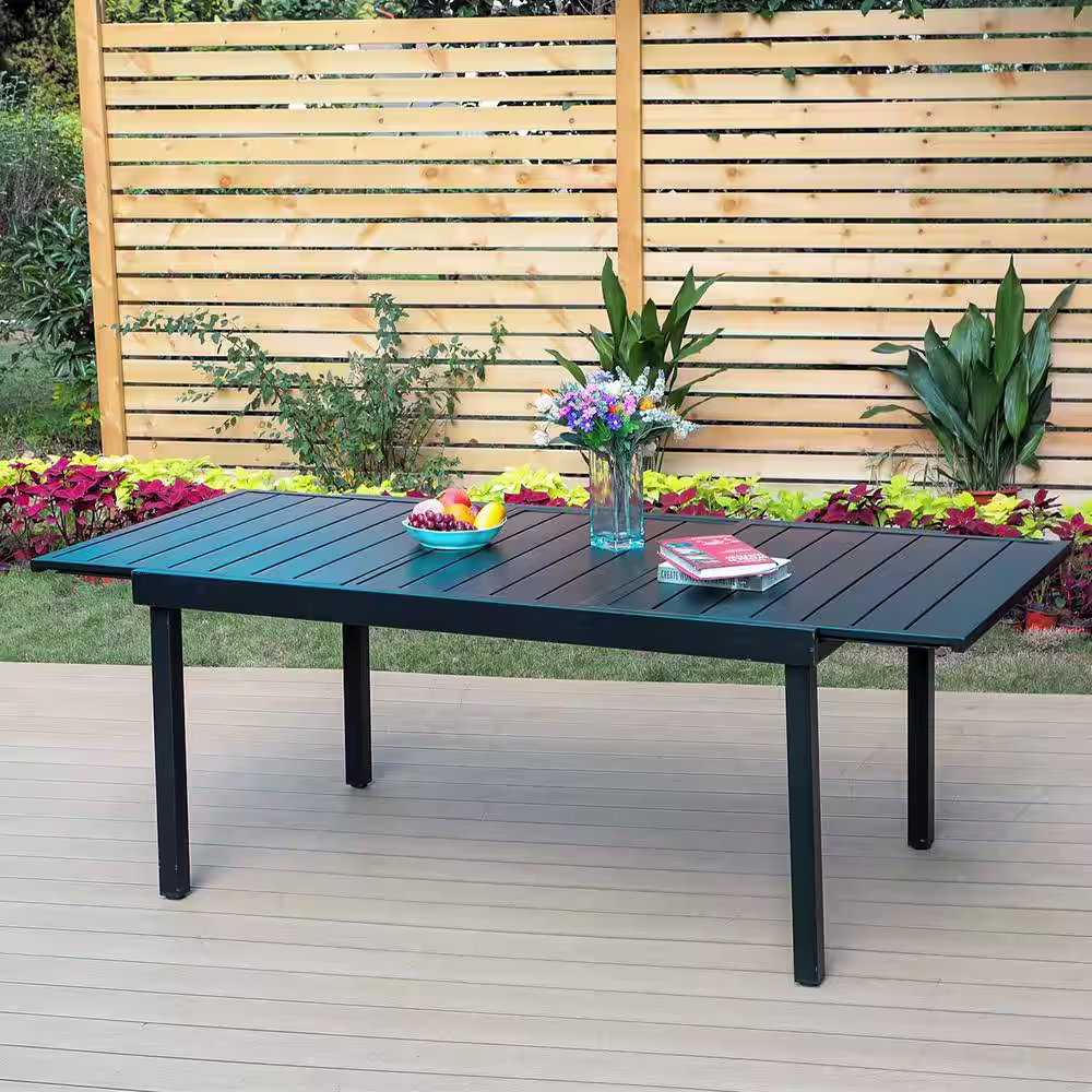 None 9-Piece Metal Outdoor Patio Dining Set with Extendable Table