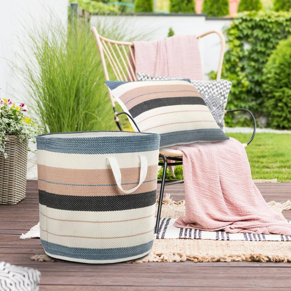 LR Home Valerie Mid-Century Multicolored Polyester Indoor Outdoor Storage Basket