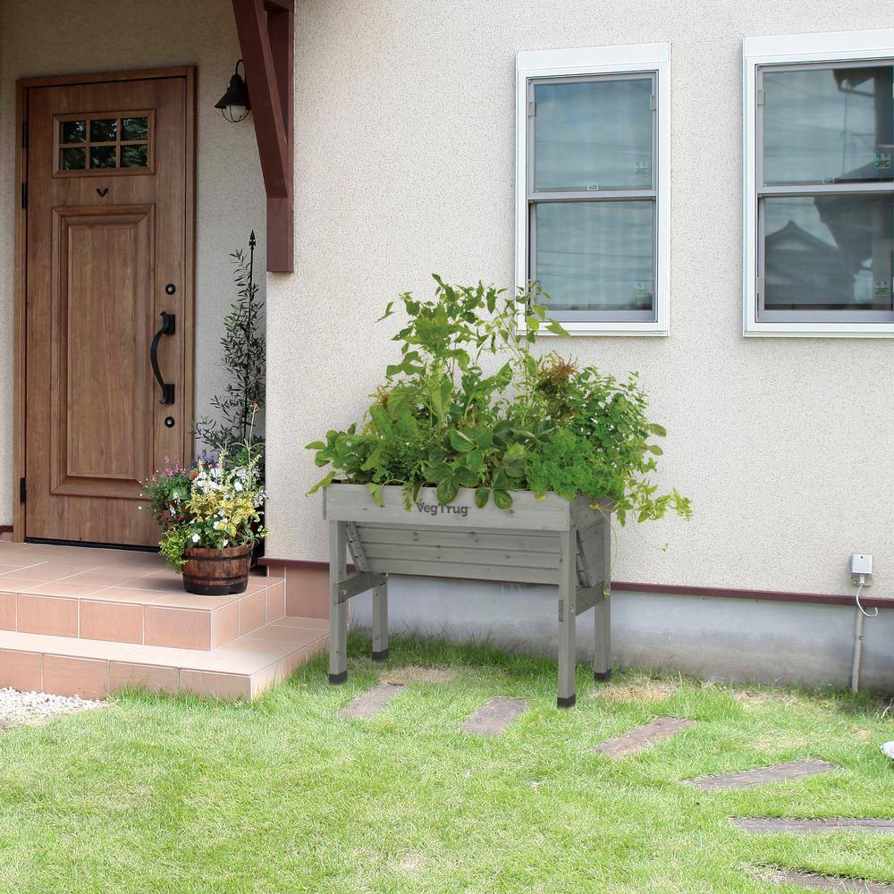 VegTrug 1 m Gray Cedar Wall Hugger