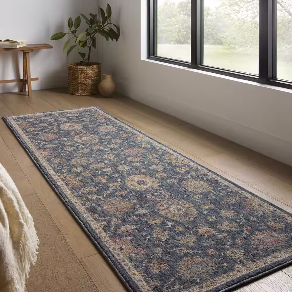Home Decorators Collection Greta Navy / Rust 2 Ft. 7 In. x 8 Ft. Medallion Runner Rug