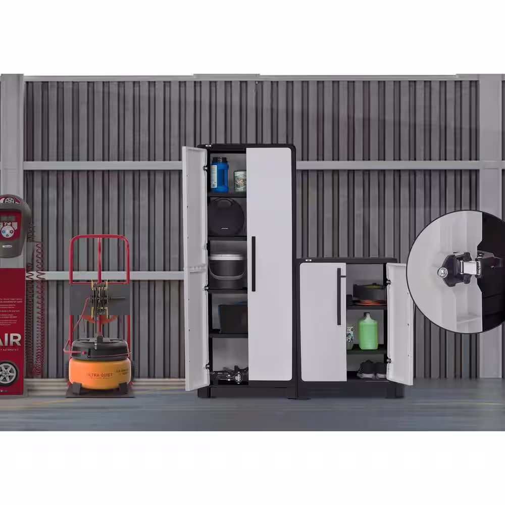 MQ ECO 55.1 in. W x 72 in. H x 18.1 in. D Medium and Large 7 Shelves Freestanding Cabinets in Black and Gray