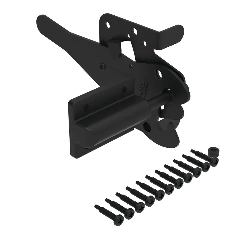 Barrette Outdoor Living 7.75 in. x 4 in. Heavy-Duty Black Stainless Steel Fence Gate Latch