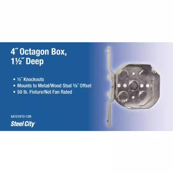 Steel City 4 in. 1-1/2 in. Deep Octagon Box with V-Bracket