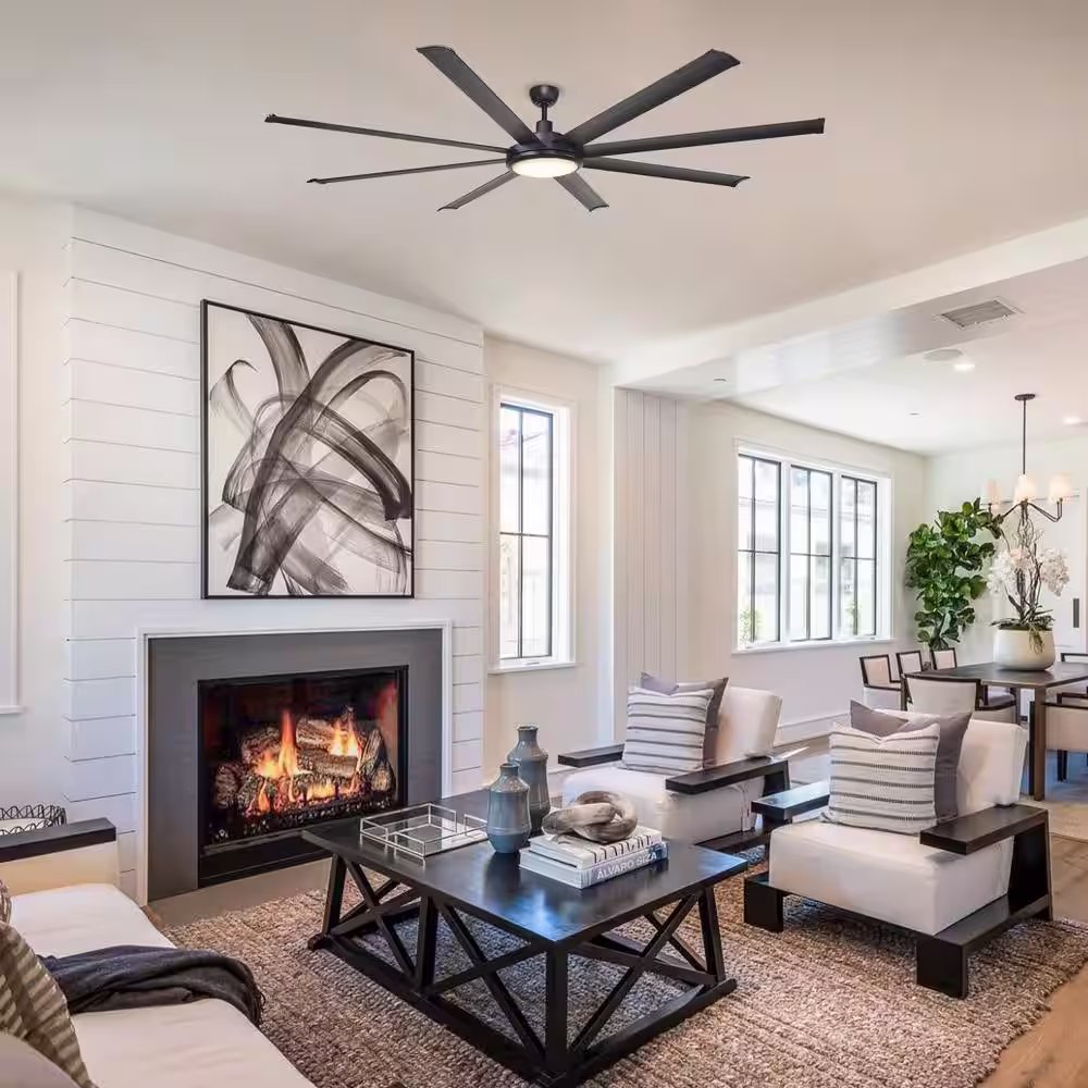 Parrot Uncle 75 in. Integrated LED 8-Blade Matte Black Ceiling Fan with Light and Remote Control