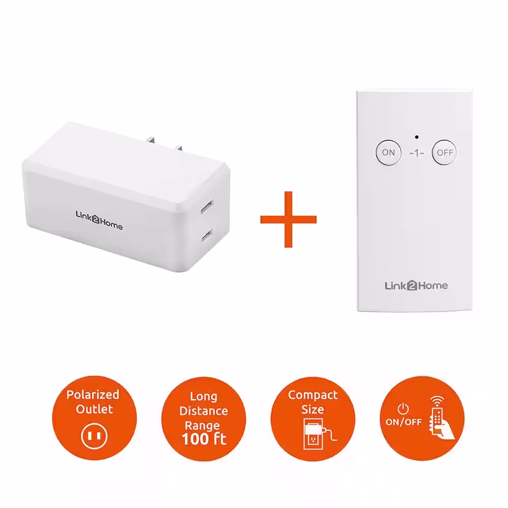 Link2Home Wireless Indoor Remote Control Outlet Switch with 1 RCV and 1 Remote