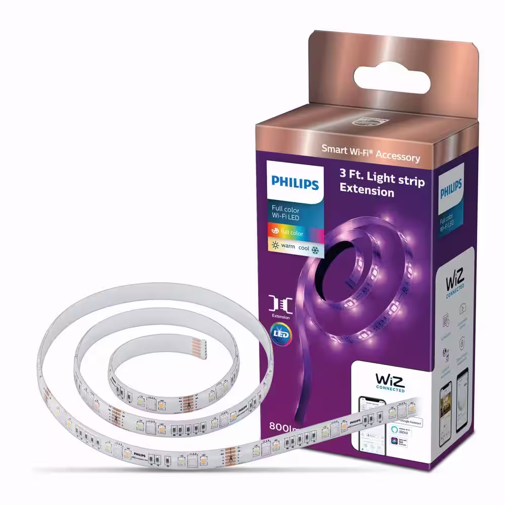 Philips 3.3 ft LED Smart Wi-Fi Color Changing Light Strip Extension Powered by WiZ with Bluetooth (1-Pack)