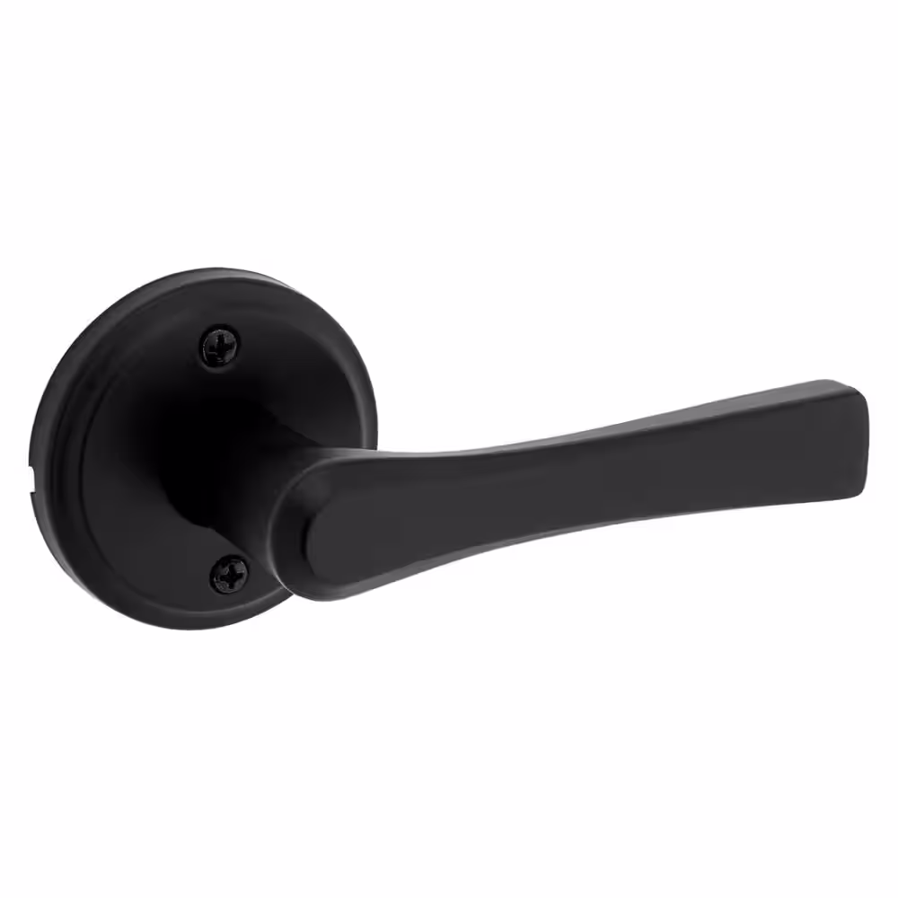 Kwikset Katella Matte Black Passage Hall/Closet Door Lever with Microban