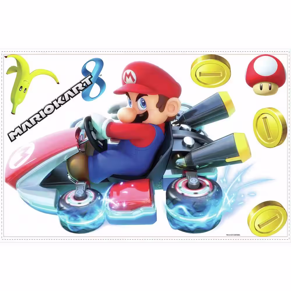 RoomMates 5 in. W x 19 in. H Mario Kart 8 7-Piece Peel and Stick Giant Wall Decal