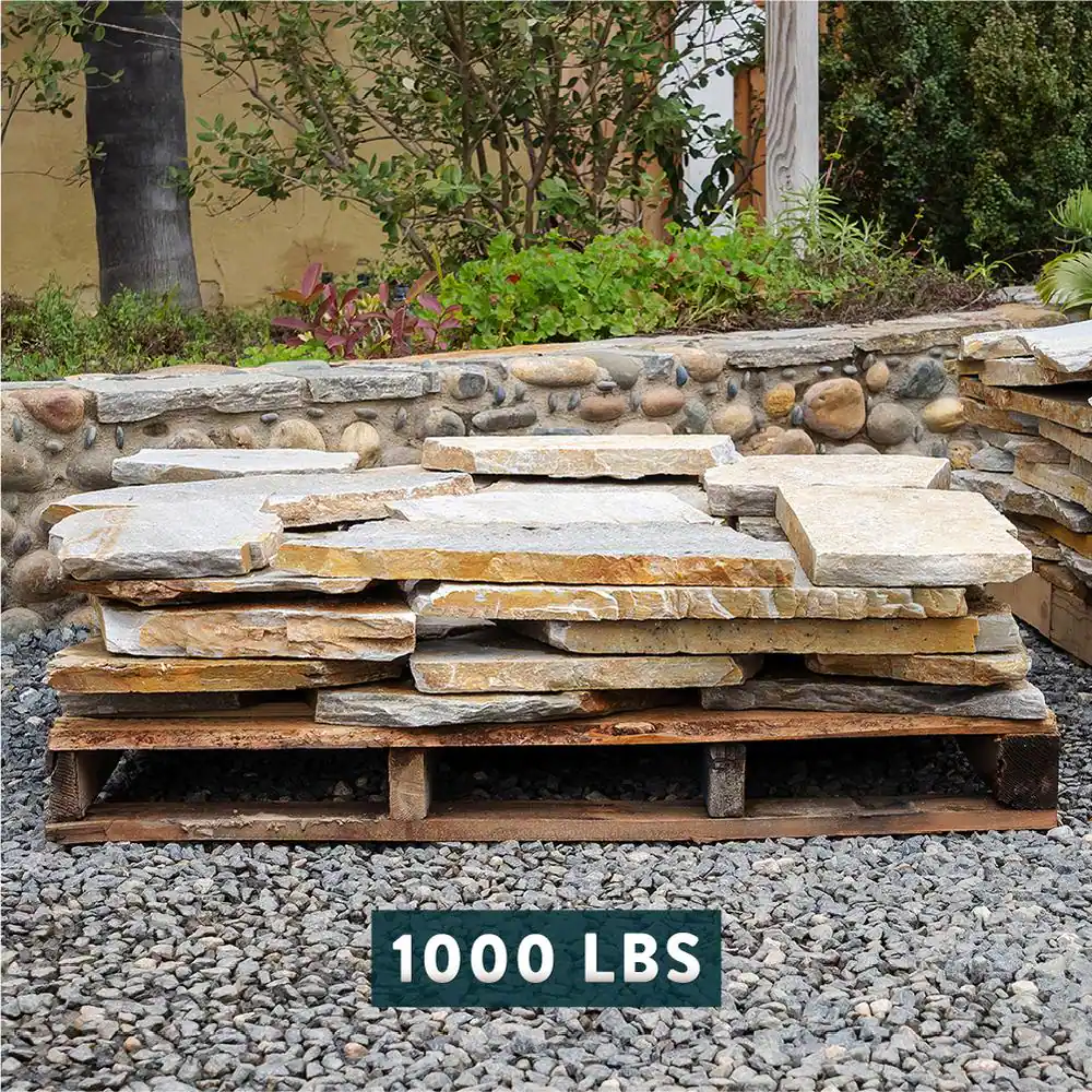 Southwest Boulder & Stone 60 sq. ft. 18 in. x 12 in. x 2 in. Gold Quartzite Natural Flagstone for Landscape, Gardens and Pathways