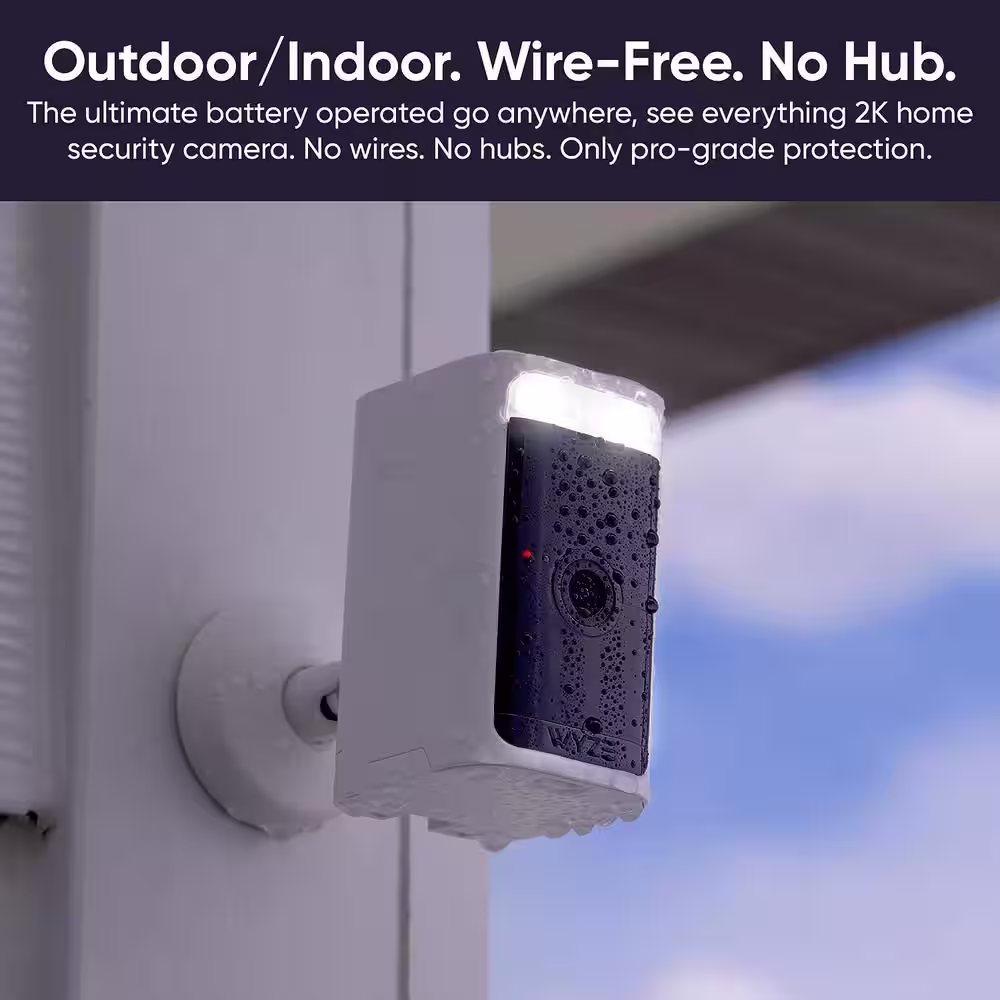 WYZE Battery Cam Pro, Wireless Indoor/Outdoor Home Security Camera, with 2k HD Color Night Vision and Built-In Spotlight