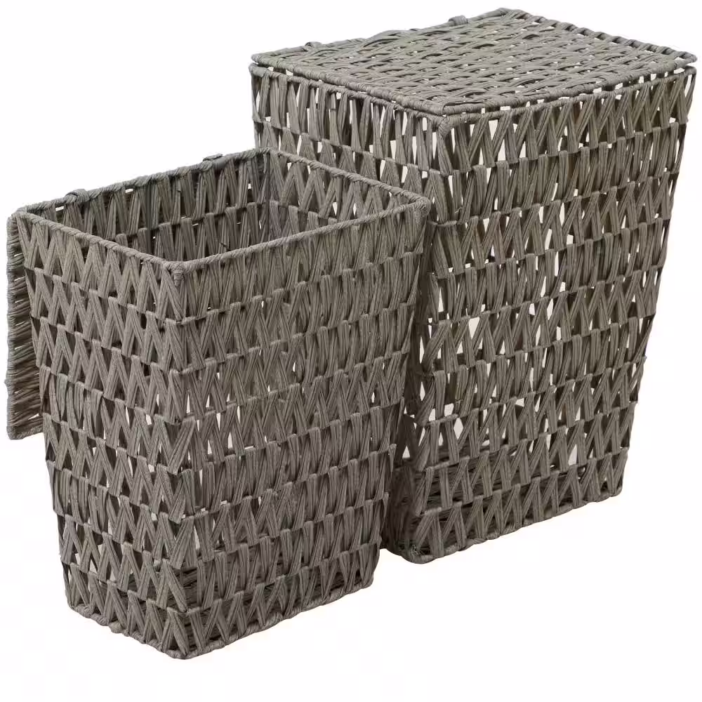 Litton Lane Metal Storage Basket with Matching Lids (Set of 2)