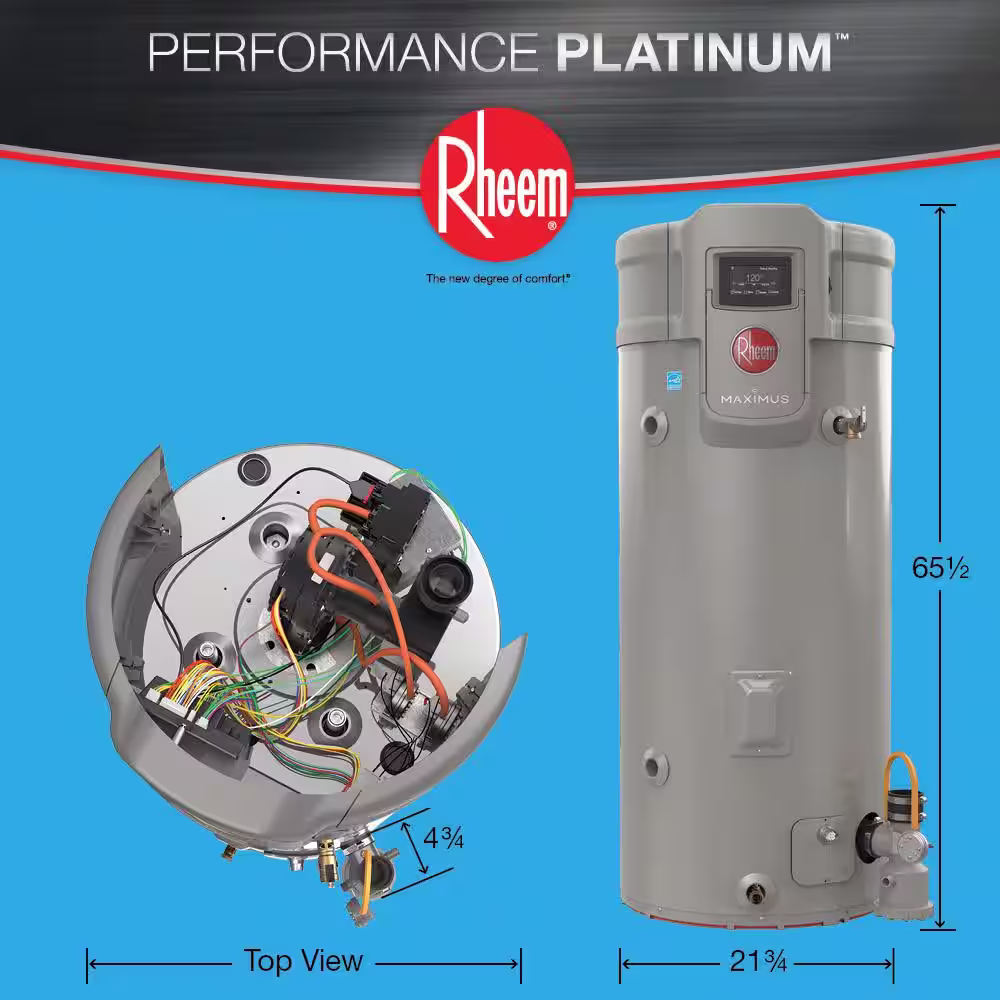 Rheem Maximus Super High Efficiency 50 gal. Tall 12-Year 100,000 BTU Natural Gas Tank Water Heater
