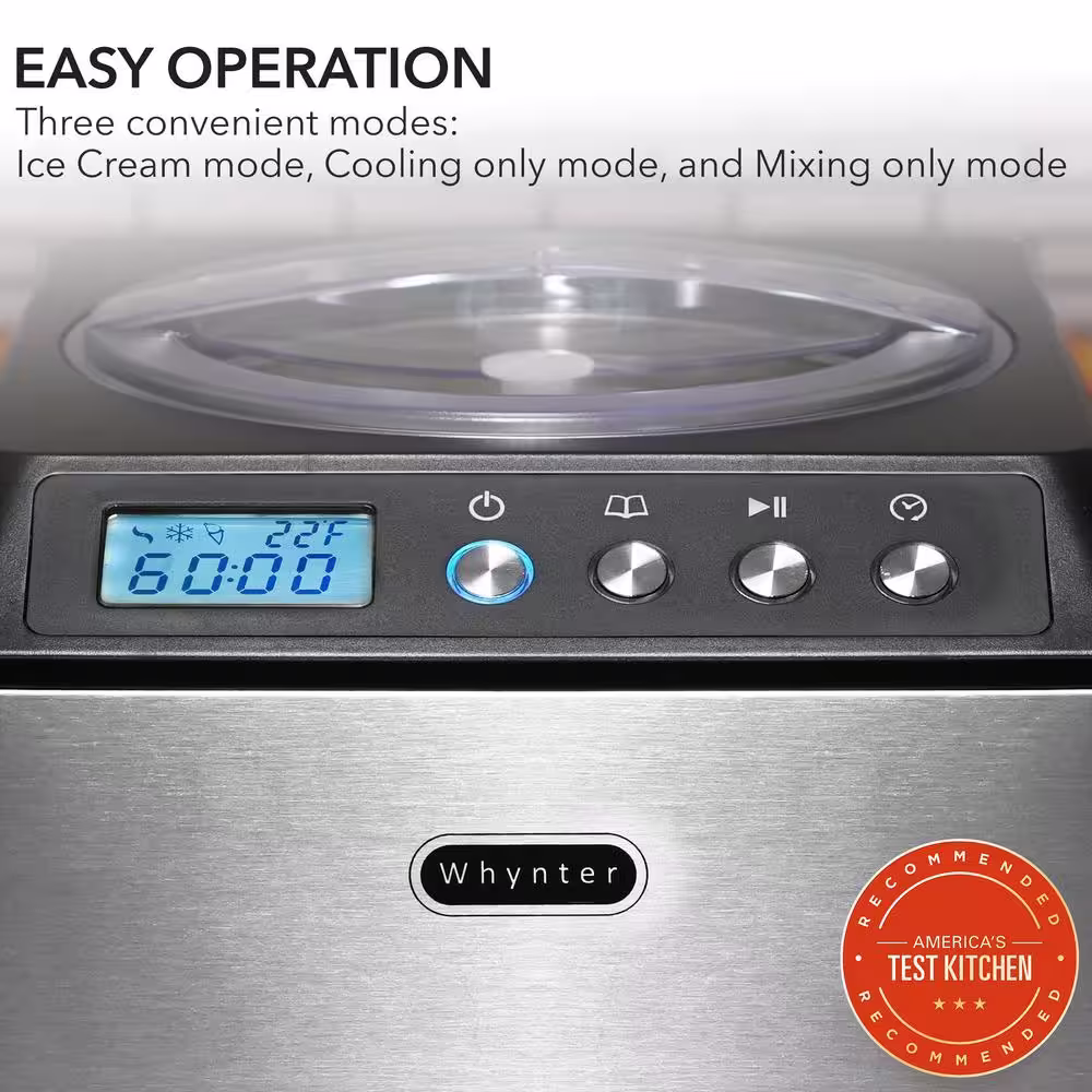 Whynter 2.1 Qt. Stainless Steel Electric Ice Cream Maker with Built-In Timer