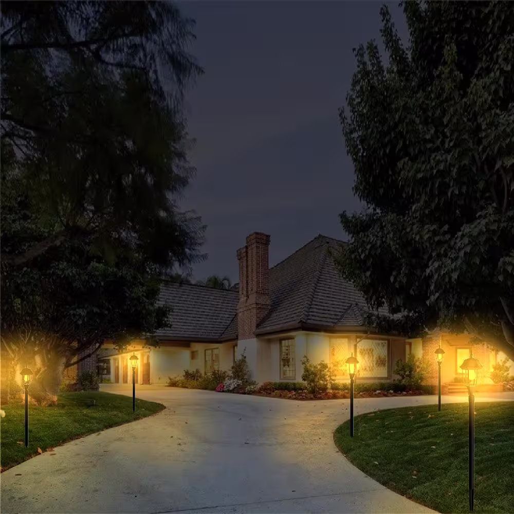 TECHKO Solar Black Integrated LED Bulb Garden and Path Light with Amber or White Light