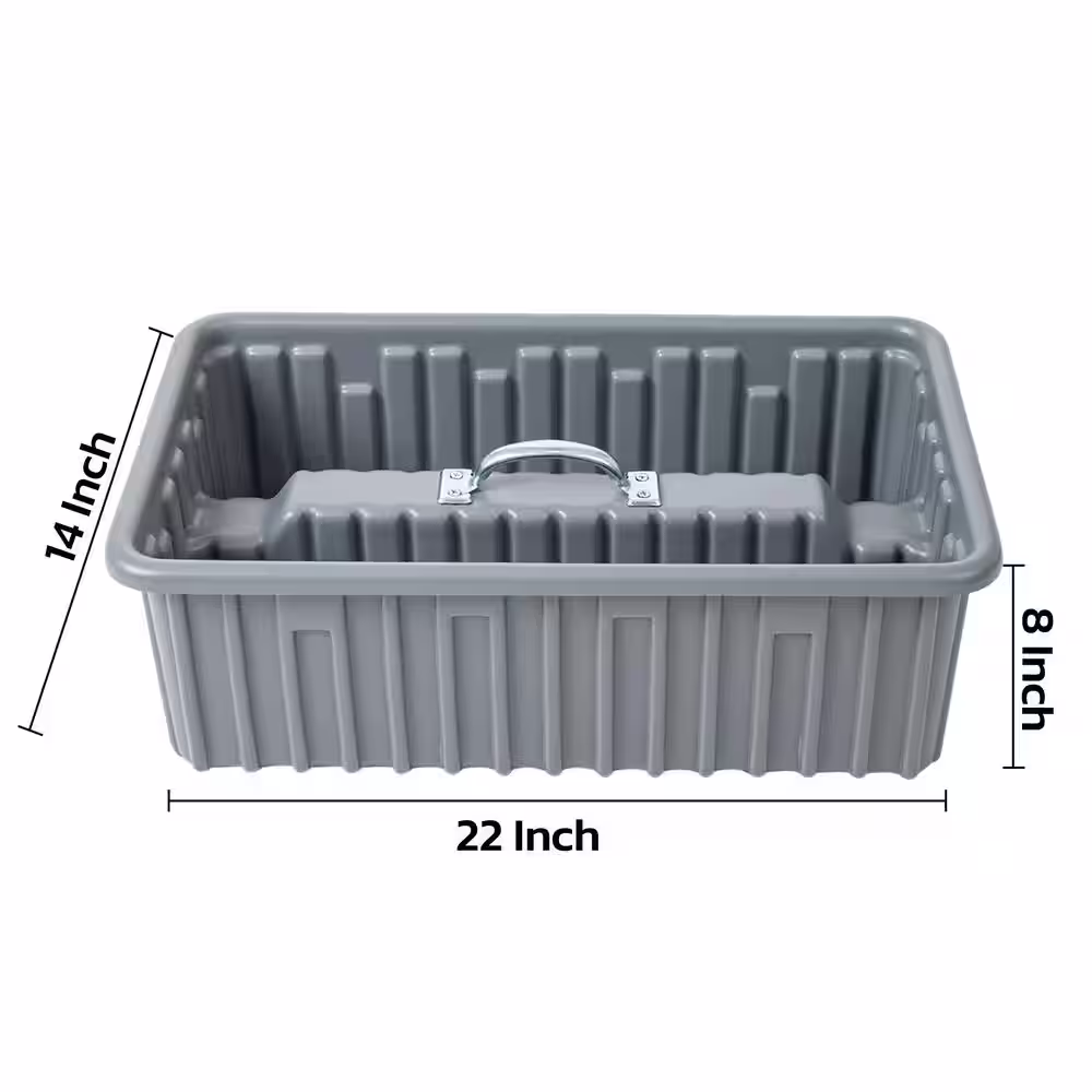 AMERICAN BUILT PRO Professional Grade 22 in. Gray Polyethylene Saddle Tray with 6-Dividers and Lid