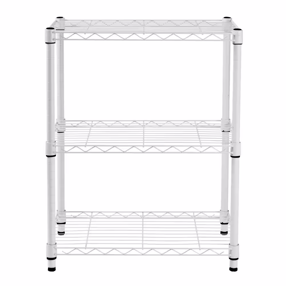 Honey-Can-Do White Heavy Duty 3-Tier Steel Adjustable Shelving Unit (24 in. W x 30 in. H x 14 in. D)