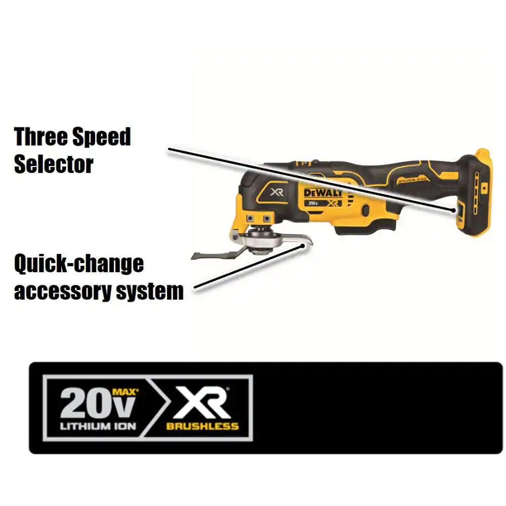 DEWALT 20V MAX XR Cordless Brushless 3-Speed Oscillating Multi Tool (Tool Only)