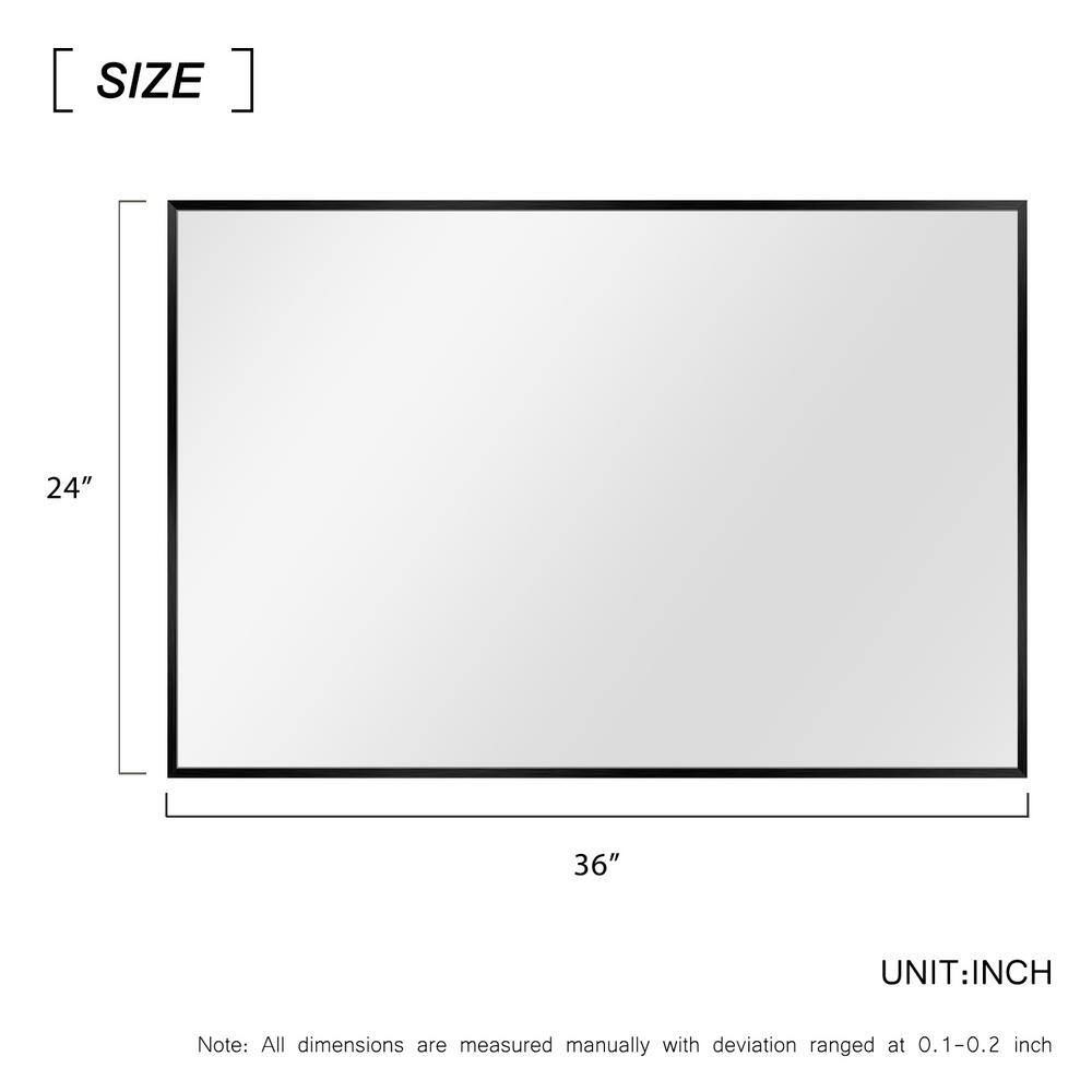 None 24 in. W x 36 in. H Medium Rectangle Black Hooks Contemporary Mirror 2-PCS