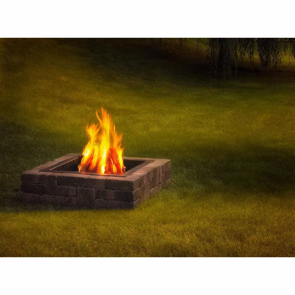 Necessories Victorian 48 in. x 12 in. Square Concrete Wood Burning Santa Fe Fire Pit Kit