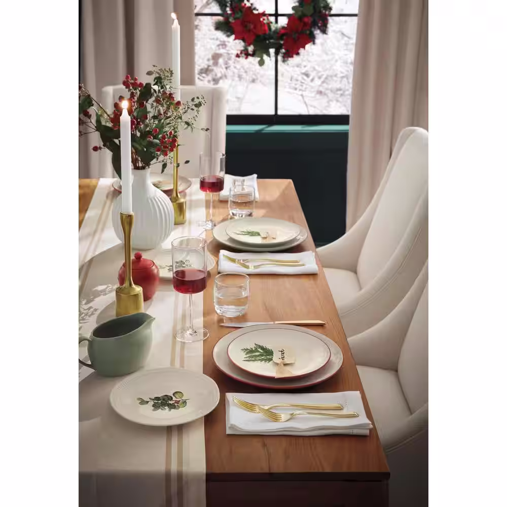 DII White Chambray French Stripe Cotton Table Runner