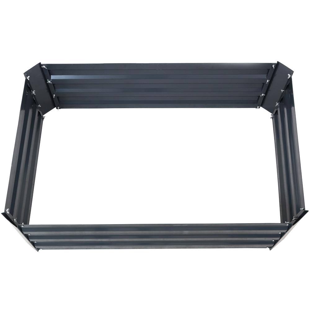 Sunnydaze Decor 47 in. Rectangle Dark Gray Galvanized Steel Raised Garden Bed
