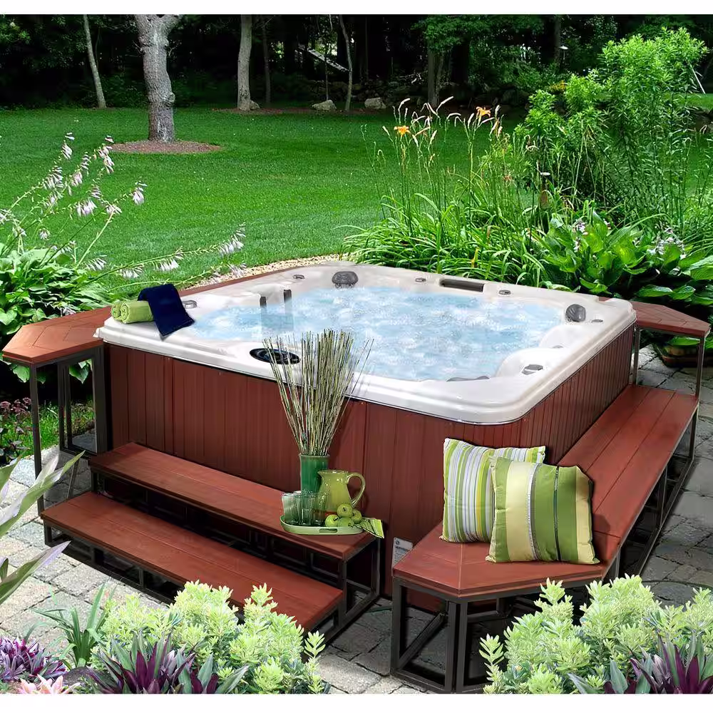 Cal Metro 21 in. x 58 in. x 14 in. 2 Tier Spa Step in Mahogany