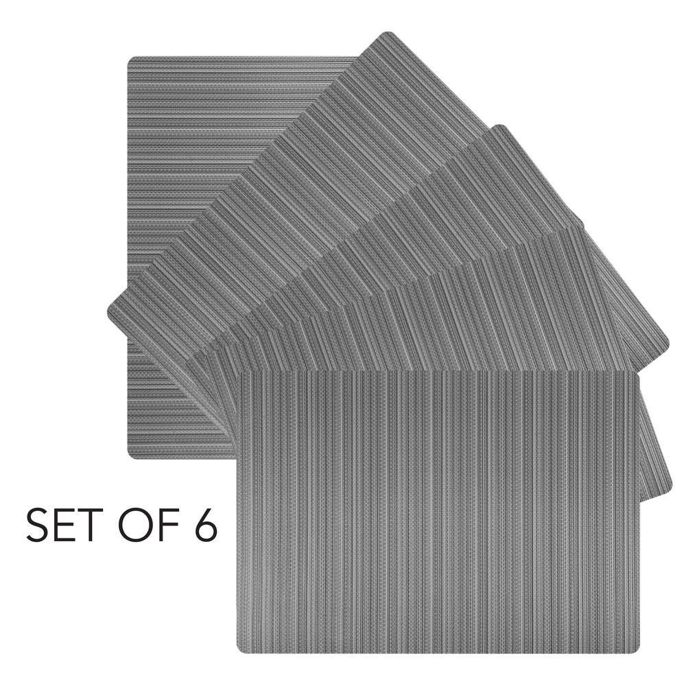 DASCO 17 in. x 12 in. Easy Care Plaza/Rectangle Granite Vinyl Placemats (Set of 6)