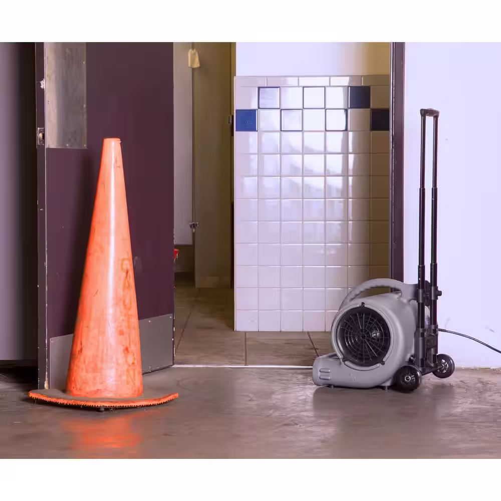 B-Air 1/2 HP Air Mover for Janitorial Water Damage Restoration Stackable Carpet Dryer Floor Blower Fan with Handle Grey