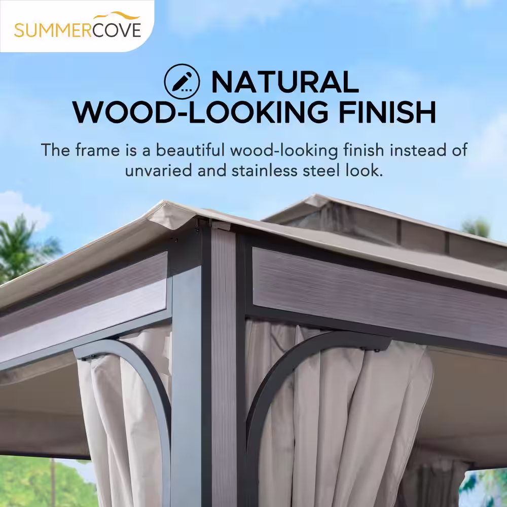 Sunjoy SummerCove Roberts 11 ft. x 13 ft. 2-Tier Light Gray Gazebo