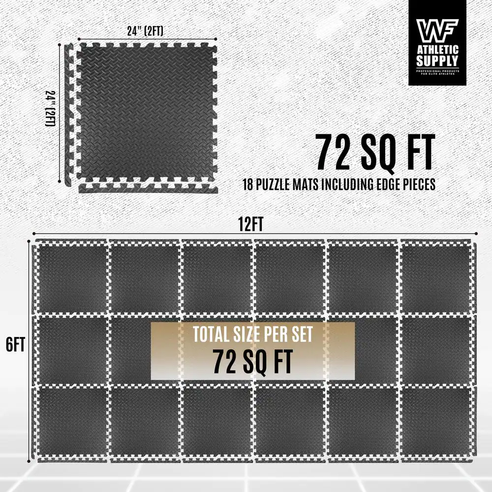 None 24 in. W x 24 in. L x 3/4 in. T Extra Thick Interlocking Puzzle Exercise Mat for Home and Gym Equipment (72 sq. ft.)