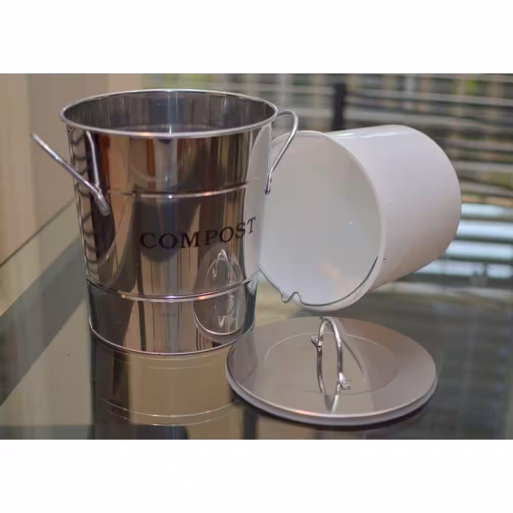 Exaco 2-in-1 Stainless Steel Lid with Rubber Seal Compost Bucket